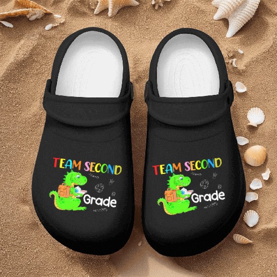 MB35 Team 2nd Grade Dinosaur Back To School Teache Nurse Clogs