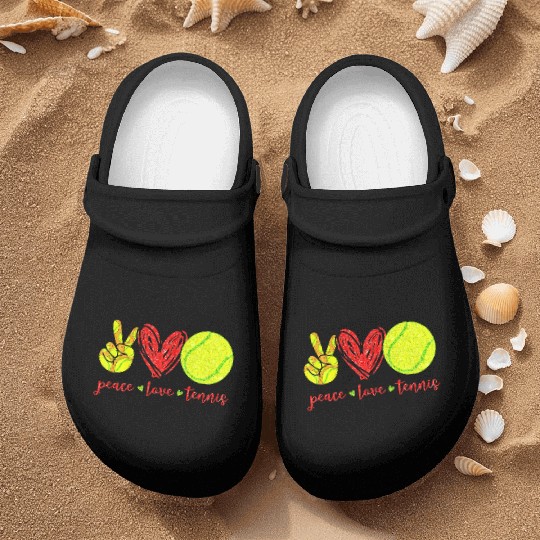 Peace Love Tennis Cute Tennis Lovers Nurse Clogs
