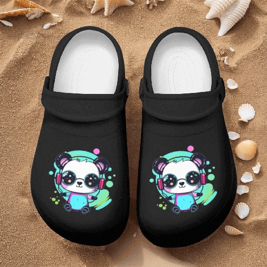 Funny Techno Panda Dj Music Lover Edm Festival Nurse Clogs