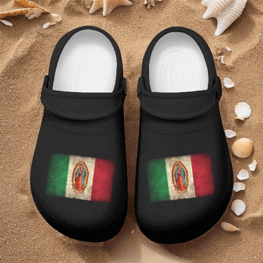 Our Lady Virgen De Guadalupe Mecan Flag Nurse Clogs