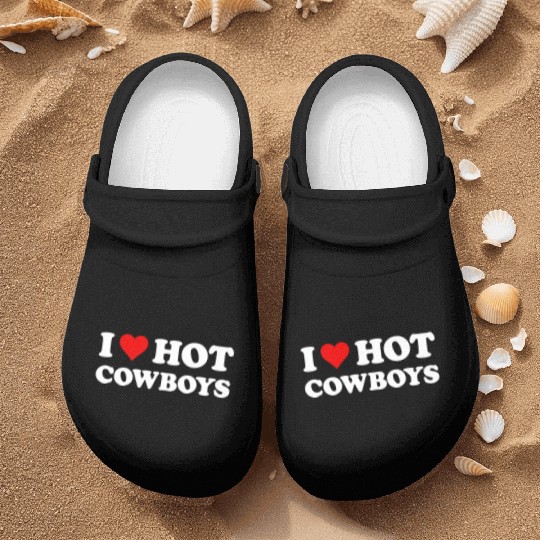I Love Hot Cowboys Western Rodeo Nurse Clogs