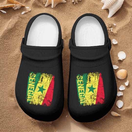 Senegal Flag Distressed Senegal Nurse Clogs