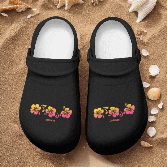 Jalisco Mexico Hibiscus Souvenir Vacation Nurse Clogs