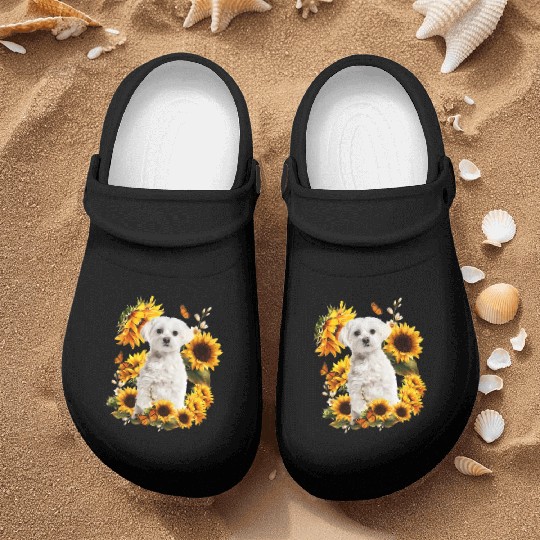 Maltese Dog Mom Mother'S Day Sunflower Maltese Mom Nurse Clogs