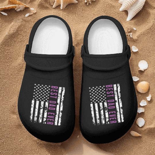 Best Dad Ever With US American Flag Fathers Day Nurse Clogs
