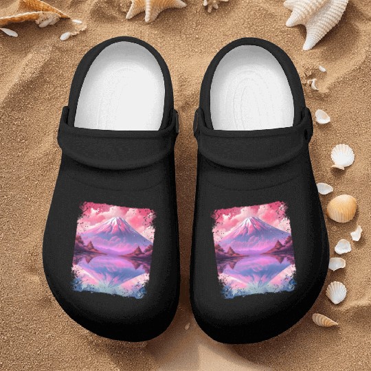 Aesthetic Vaporwave Volcano Japan Sight Mount Fuji Nurse Clogs