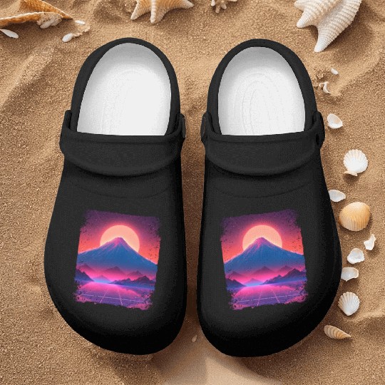 Aesthetic Vaporwave Japan Sight Mount Fuji Volcano Nurse Clogs