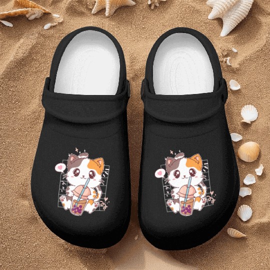 Cat Boba Tea Bubble Tea Kawaii Anime Japanese Nurse Clogs