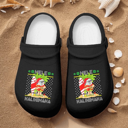 Mele Kalikimaka Santa Claus Surfer Guitar Nurse Clogs