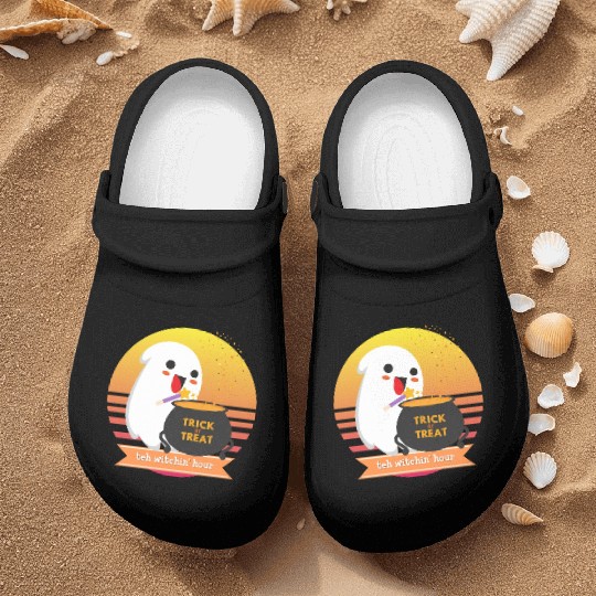 Halloween Cute Ghost Witching Hour Trick Or Treat Nurse Clogs