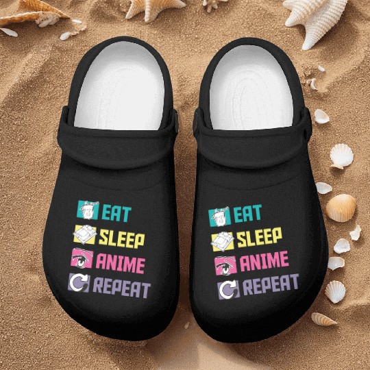 Eat Sleep Anime Repeat funny Nurse Clogs