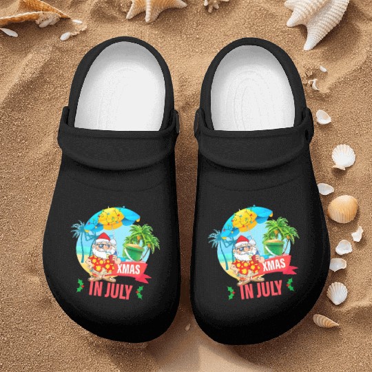 Christmas in July santa hat Xmas funny Summer Nurse Clogs