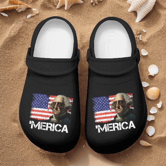 Merica George Washington Independence Day USA Nurse Clogs