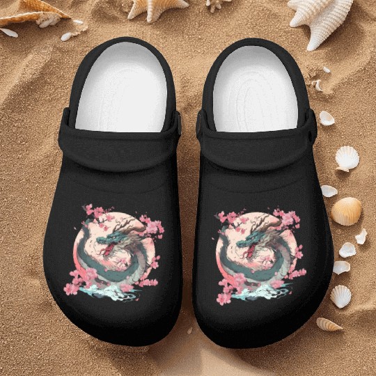 Japanese Dragon Cool Fantasy Chinese Asian Dragon Nurse Clogs