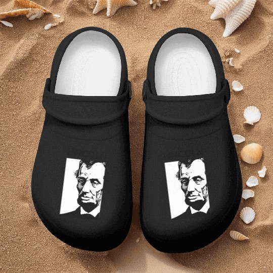 Black White Abraham Lincoln Nurse Clogs