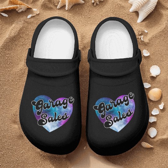 Garage Sales purple blue watercolor heart Nurse Clogs