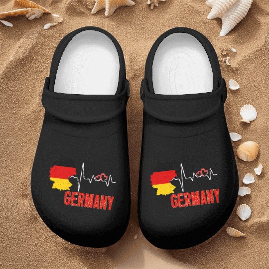Germany Flag Map Heartbeat For German Pride Nurse Clogs
