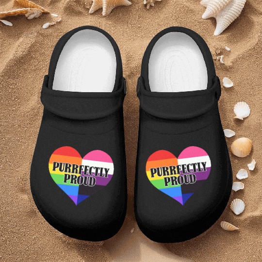 Purrfectly Proud Rainbow Genderfluid Flag Heart Nurse Clogs