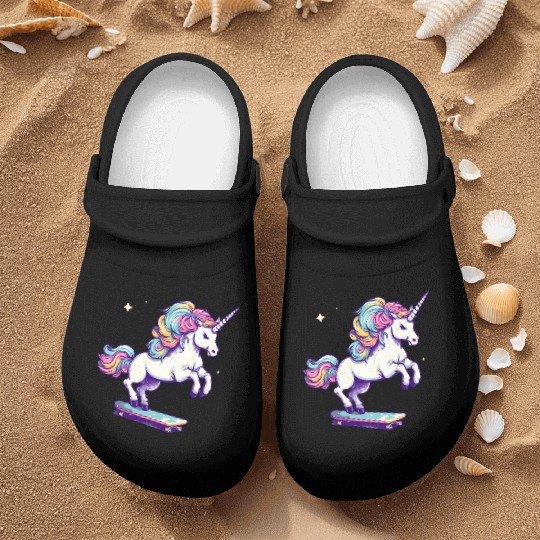 Unicorn Riding Skate Nurse Clogs