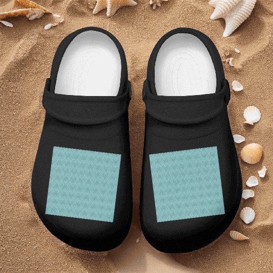 Retro Teal Chevron Pattern Nurse Clogs