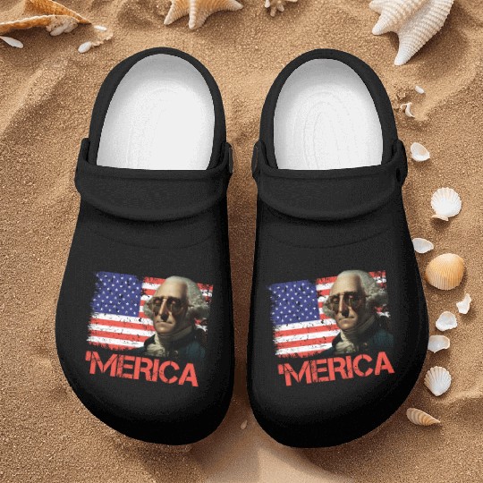 Merica George Washington Independence Day USA Nurse Clogs