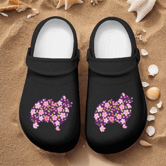 Pomeranian Dogs Flower Pattern Pomeranians Lover Nurse Clogs