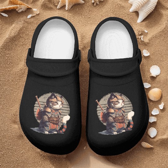 Samurai Cat Warrior Japanese Ninja Cat Kawaii Nurse Clogs