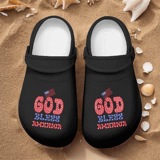 PATRIOTIC DAY GOD BLESS AMERICA Nurse Clogs