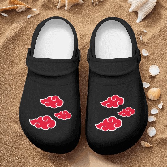 Ninja Red Clouds Anime Nurse Clogs
