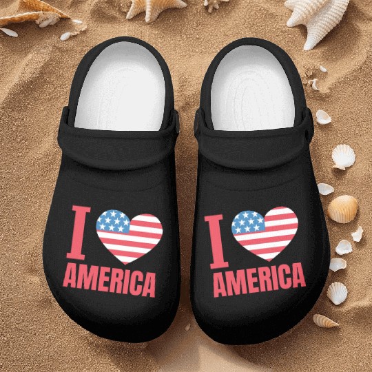 I Love America Nurse Clogs