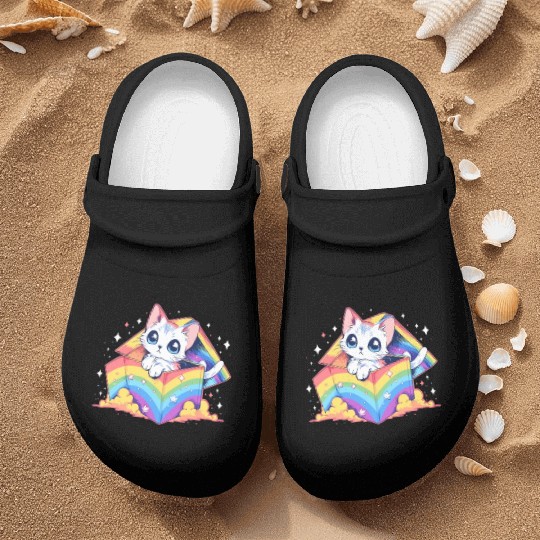Cool Rainbow Cat Pride Transgender LGBT Community Nurse Clogs