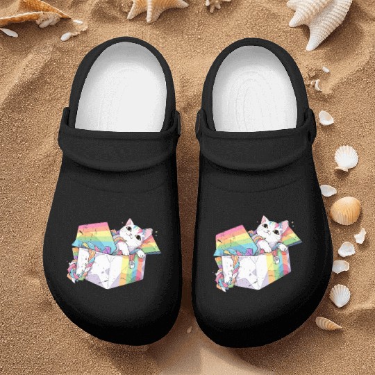 Rainbow Cat Lover Cute Kitty Animal LGBT Community Nurse Clogs