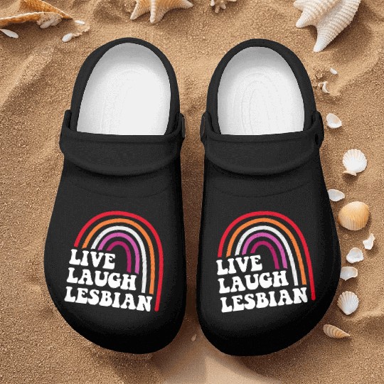 Live Laugh Lesbian Rainbow Nurse Clogs