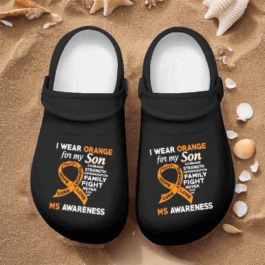 I Wear Orange For My Son Multiple Sclerosis Nurse Clogs