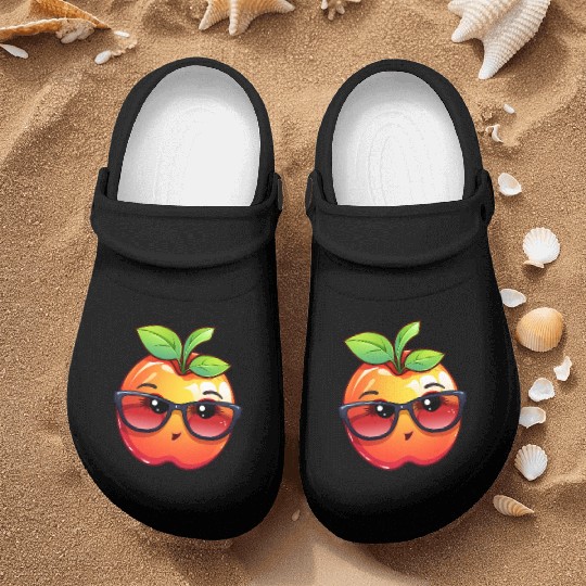 Cute Kawaii Apple with Glasses - Charming Fruit Nurse Clogs