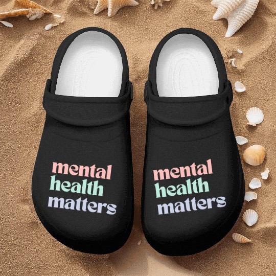 Mental Health Matters | Retro Quote Pastel Rainbow Nurse Clogs