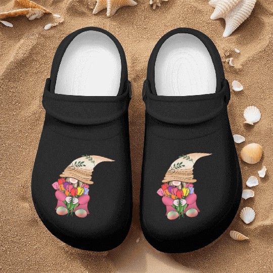 Gnome tulip flower cute fairy floral funny angle Nurse Clogs