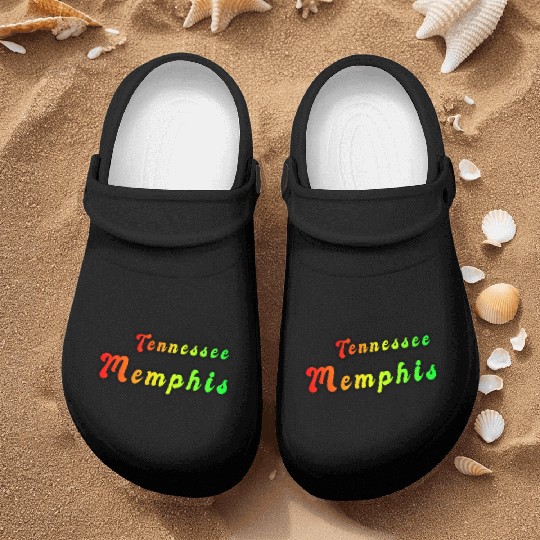 Memphis Tennessee rainbow design Nurse Clogs