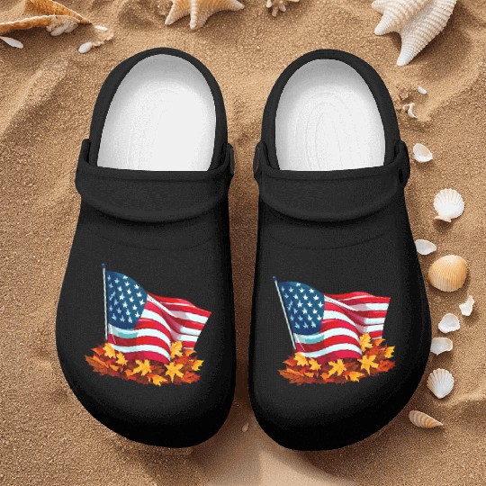 Autumn flag of the United States Nurse Clogs