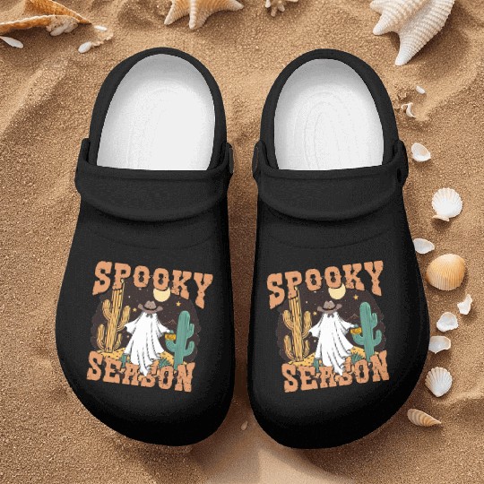 Spooky Season Western Ghost Halloween Nurse Clogs