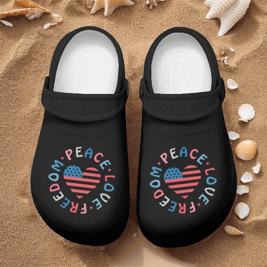 4th of July; USA; America; freedom; peace; love Nurse Clogs
