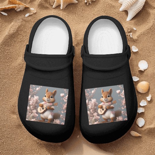 Aesthetic Cottagecore Floral Cute Squirrel Playing Nurse Clogs