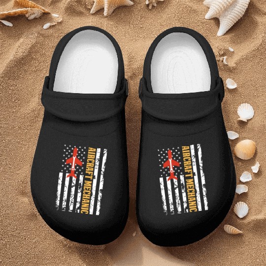 Aircraft Mechanic USA FLAG Nurse Clogs