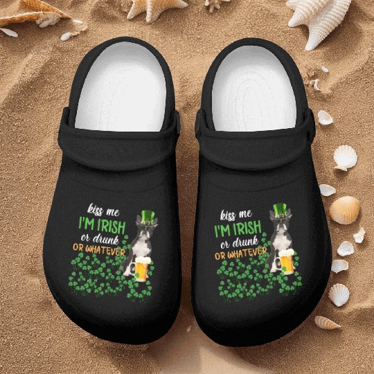 Boston Terrier Kiss Me I'm Irish Or Drunk Or Whate Nurse Clogs
