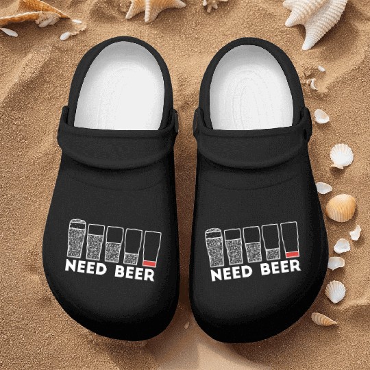 Need Beer Low Battery Alcohol Joke Nurse Clogs