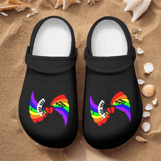 Piano music key with rainbow Nurse Clogs