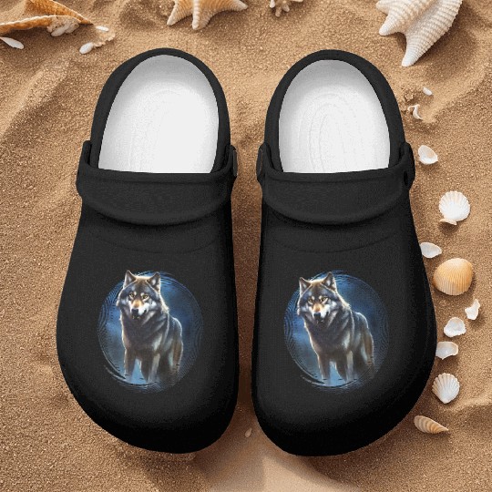 Wolf in the moonlight Nurse Clogs