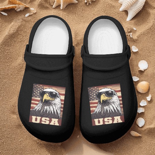 gift idea bald eagle american flag Nurse Clogs