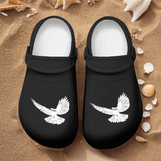 Peace dove white with laurel branch Nurse Clogs