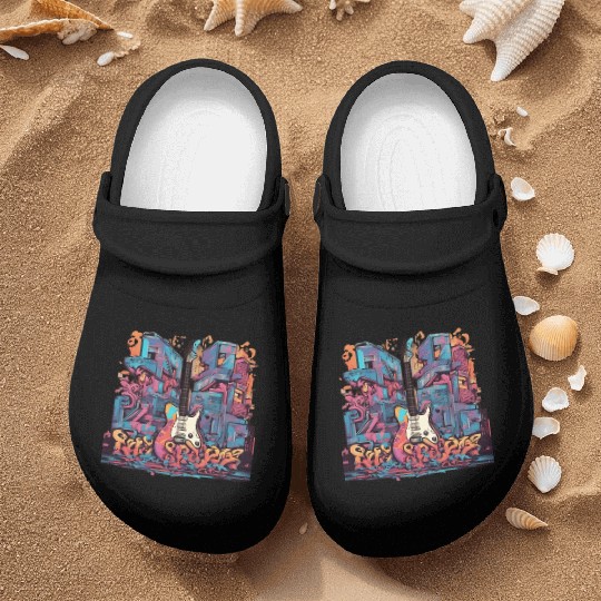 Graffiti Hip-Hop Guitar Nurse Clogs